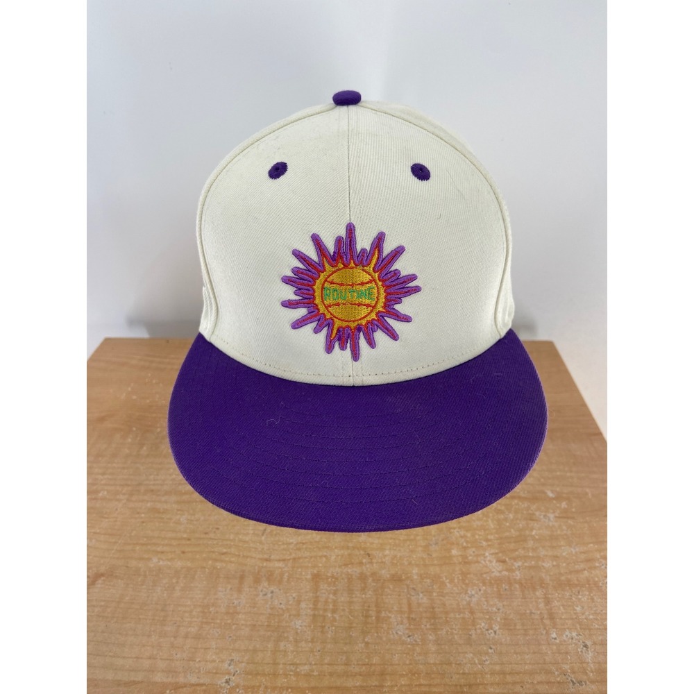 Routine Baseball Snapback Hat Cream Purple Sun Eagle Embroidered Flat Bill Cap